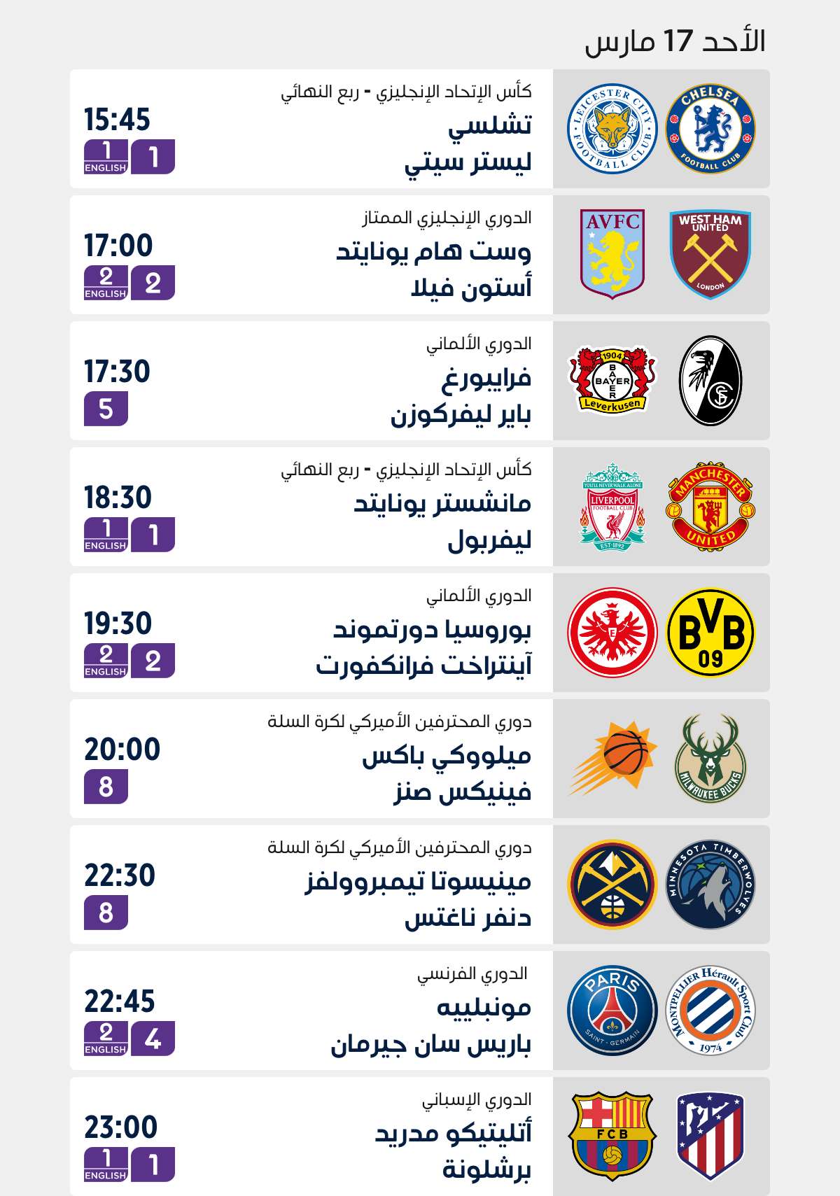 Top Matches of the Week