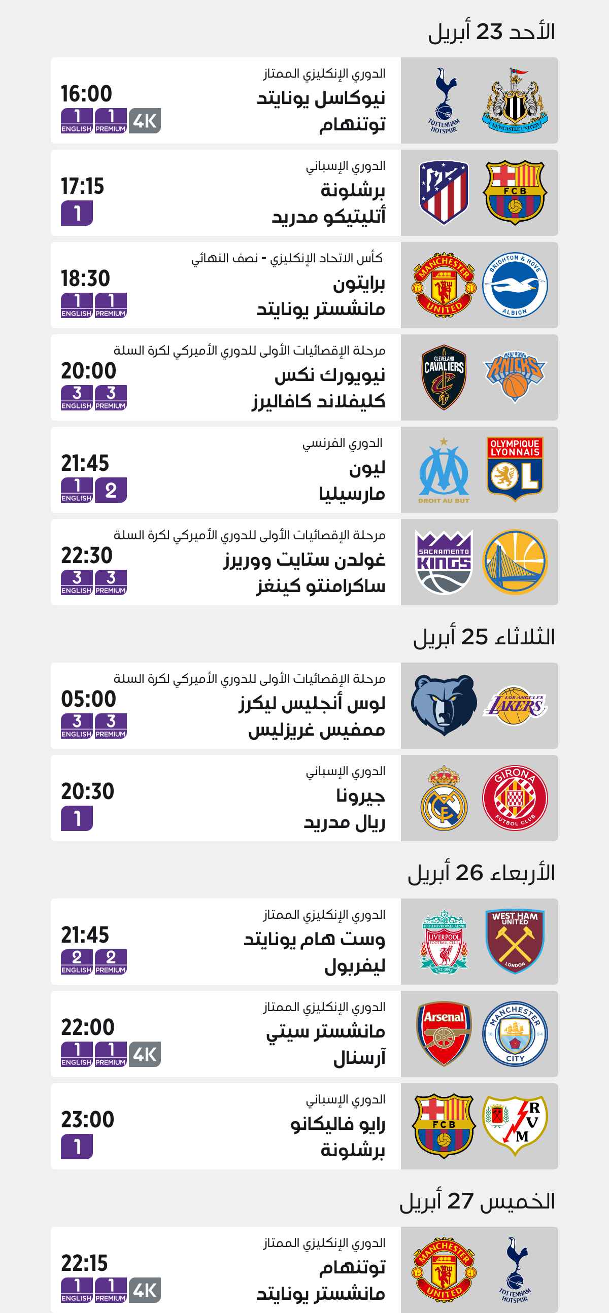 Top Matches of the Week