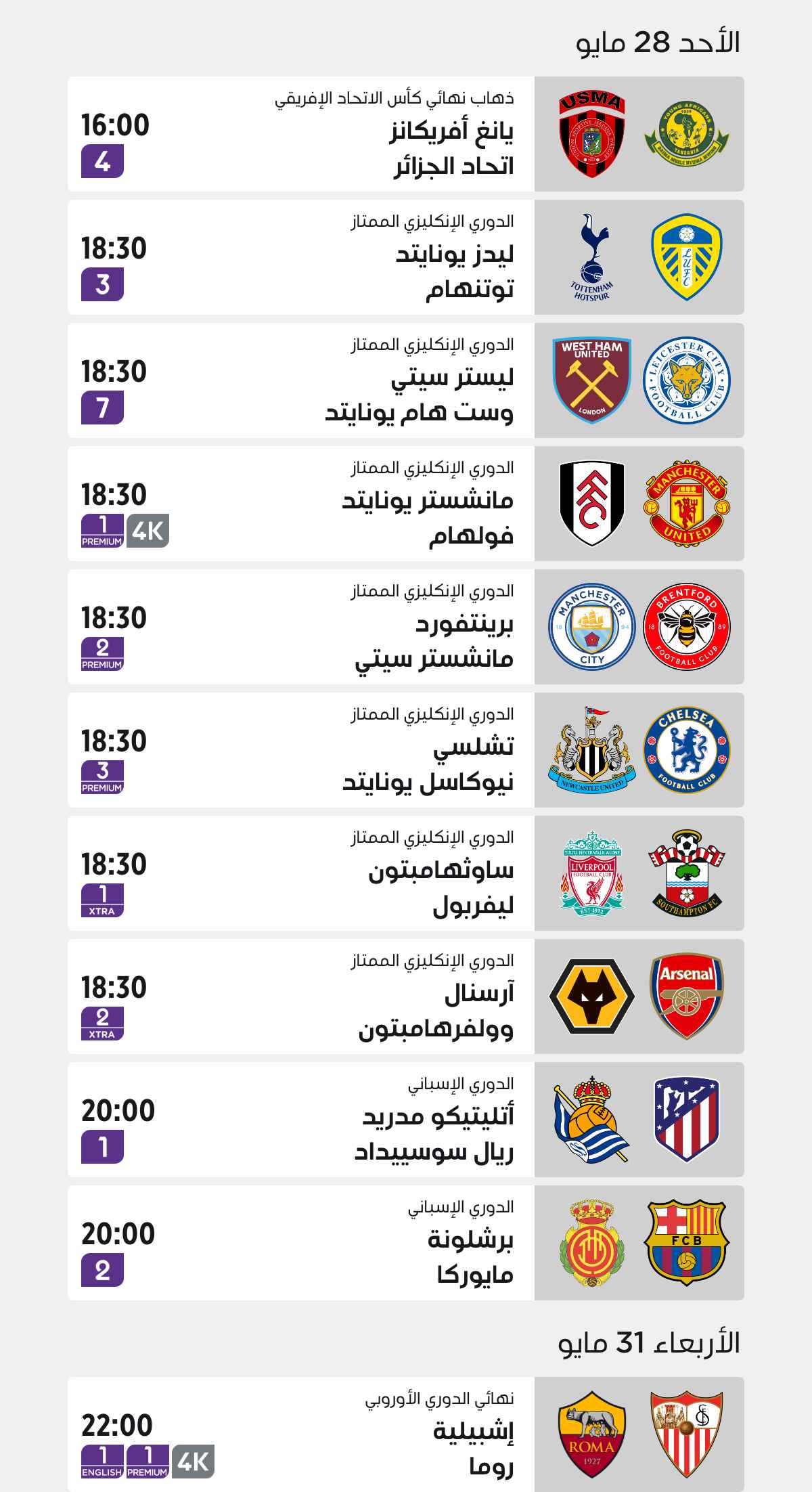 Top Matches of the Week