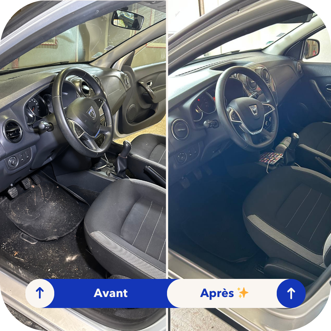 avant/après nettoyage véhicule