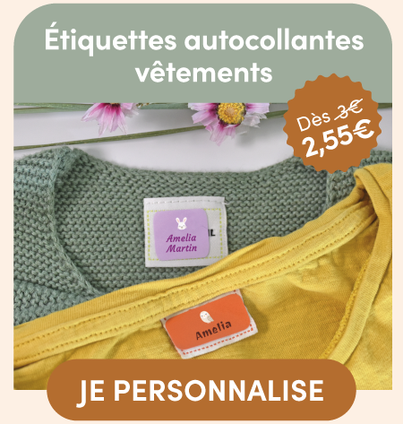 NOS ÉTIQUETTES AUTOCOLLANTES POUR VÊTEMENTS