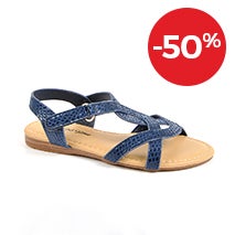 SANDALES FILLE AVEC EFFET REPTILE GIRL TIME BLEU MARINE