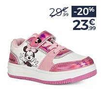 BASKETS MINNIE FILLE BLANC ET ROSE À SCRATCH DISNEY