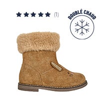 BOTTINES FILLE AVEC COL FAUSSE FOURRURE CAMEL GIRL TIME