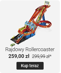Hot Wheels City, Rajdowy Rollercoaster + 5 autek, zestaw z napędem