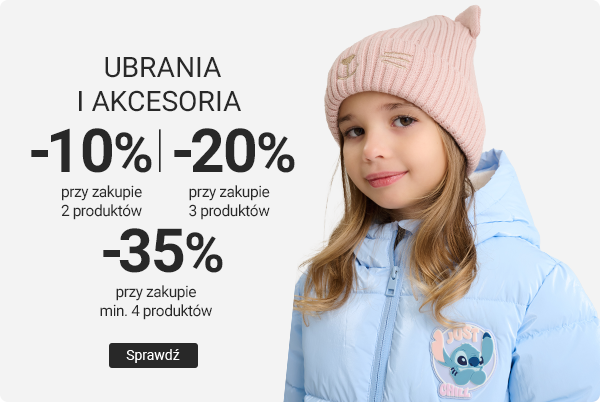 Ubrania i akcesoria: -10% przy zakupie 2 produktów, -20% przy zakupie 3 produktów, -35% przy zakupie min. 4 produktów*